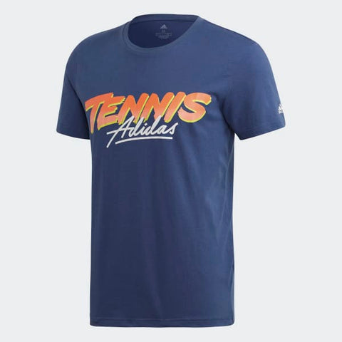 adidas Script Men's Tennis Tee - Blue