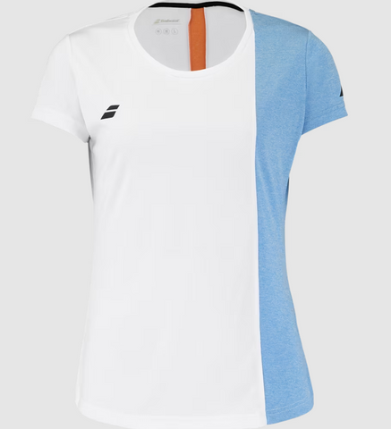 Babolat Girls Play Cap Sleeve Top - White/Blue