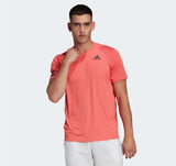adidas Club 3 Stripe Men's Tee - Red