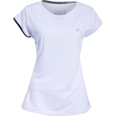Babolat Junior Performance Cap Sleeve Top - White/Silver - JUNIOR SIZE 6-8 YRS